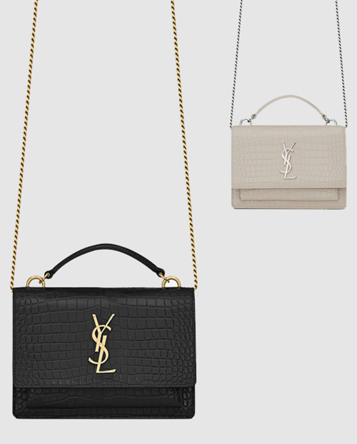 [SAINT LAURENT-생로랑]선셋 모노그램 탑핸들 크로커 스몰 533026