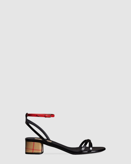 [BURBERRY-버버리]타탄 페이던트 레더 블록 힐 샌들 2891579