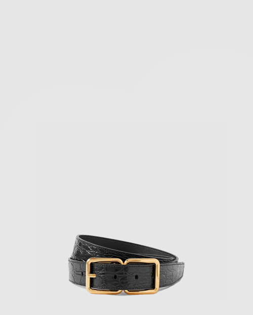 [SAINT LAURENT-생로랑]크로커다일 더블 버클 벨트 669865