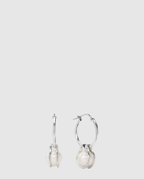 [TIFFANY-티파니]스털링 실버 진주 후프 귀걸이