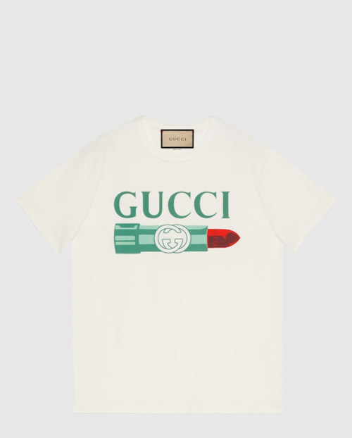 [GUCCI-구찌]구찌 립스틱 프린트 코튼 티셔츠 717422