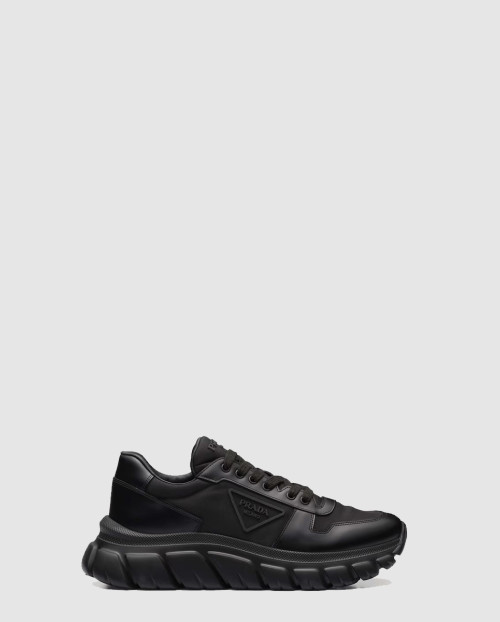 [PRADA-프라다]프라다 리나일론 및 브러쉬드 가죽 스니커즈 2EE366