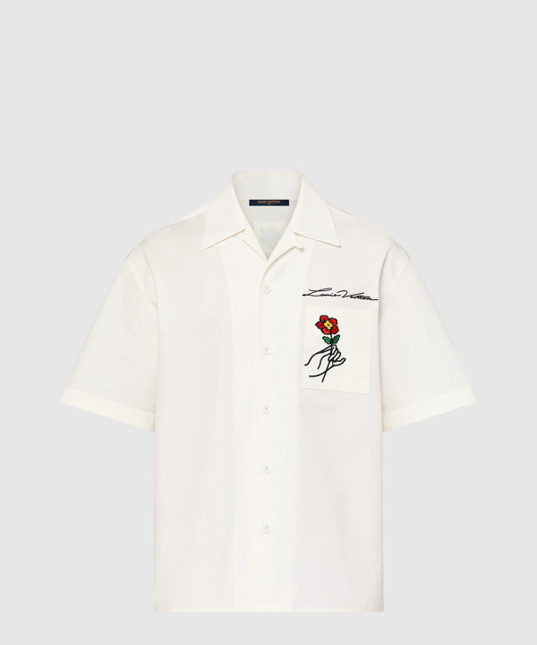 [LOUIS VUITTON-루이비통]오픈 칼라 쇼트 슬리브드 코튼 셔츠 1AFJDJ