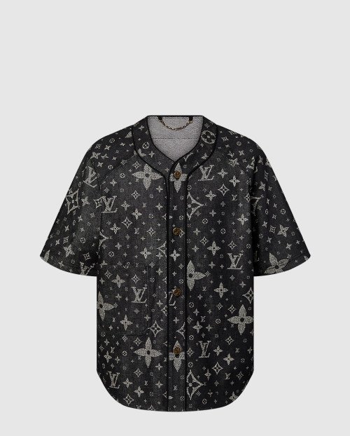 [LOUIS VUITTON-루이비통]모노그램 데님 베이스볼 셔츠 1AF352