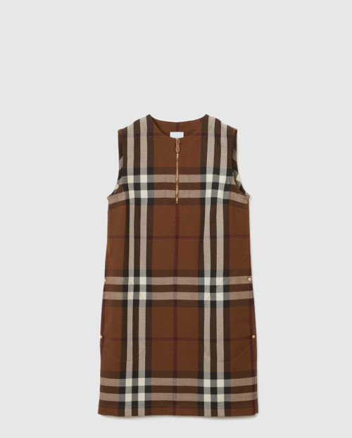 [BURBERRY-버버리]민소매 체크 울 코튼 자카드 드레스 원피스 80586611