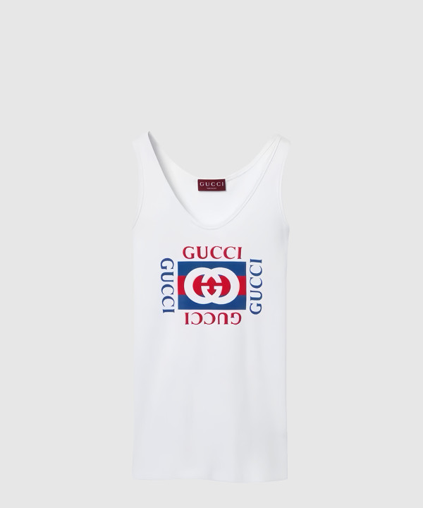 [GUCCI-구찌]티셔츠 프린트 디테일 코튼 골지 탱크탑 788770