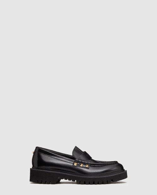 [VALENTINO-발렌티노]락스터드 송아지 가죽 로퍼