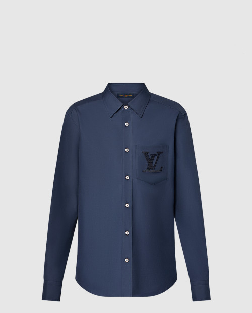 [LOUIS VUITTON-루이비통]엠브로이더드 롱 슬리브드 코튼 셔츠 1AFRMJ