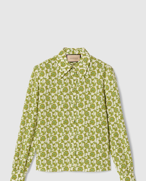 [GUCCI-구찌]플로라 프린트 실크 크레이프 드 신 셔츠 779352