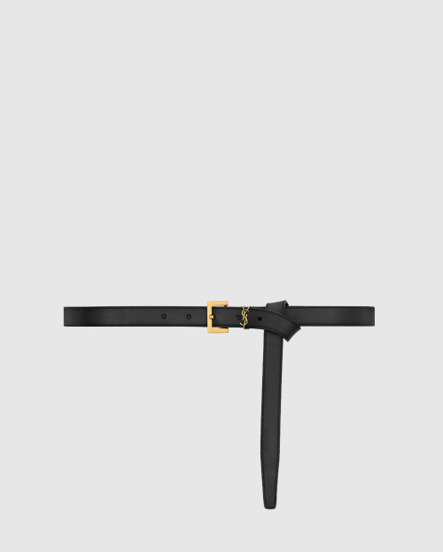 [SAINT LAURENT-생로랑] 베지터블 태닝 가죽 소재의 슬림 벨트 782076