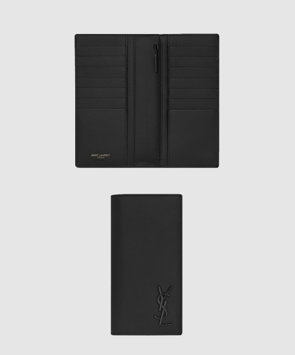 [SAINT LAURENT-생로랑]카산드레 콘티넨탈 지갑 인 그레인 드 파우드르 엠보드 가죽 529981