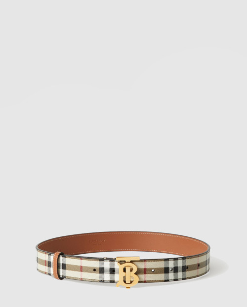 [BURBERRY-버버리]체크 레더 TB 벨트 80704101