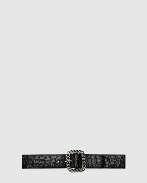 [SAINT LAURENT-생로랑]악어 사각 체인 버클 벨트 640567