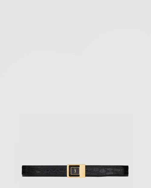 [SAINT LAURENT-생로랑]크로커다일 엠보스드 가죽 소재의 LA 66 버클 벨트 7325561