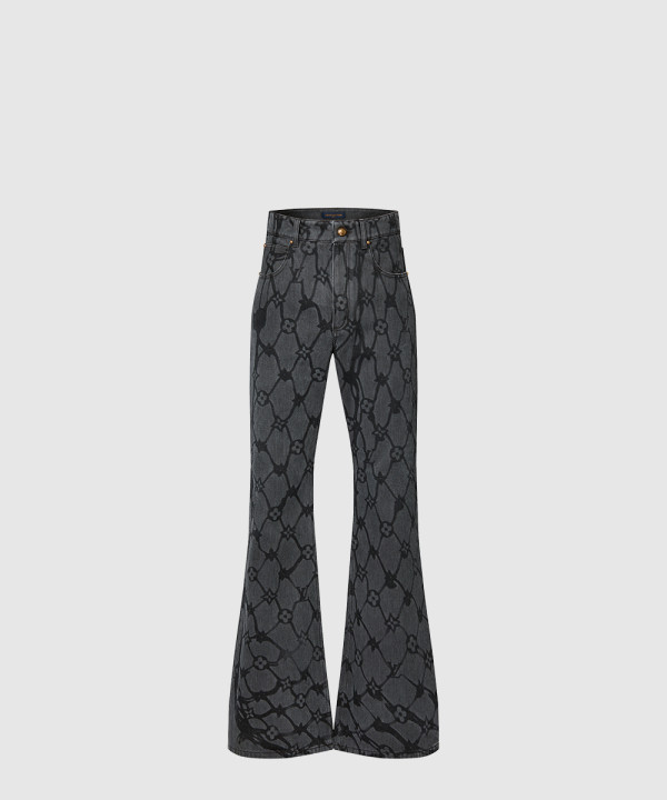 [LOUIS VUITTON-루이비통]모노그램 데님 플레어드 팬츠 1AFQF6