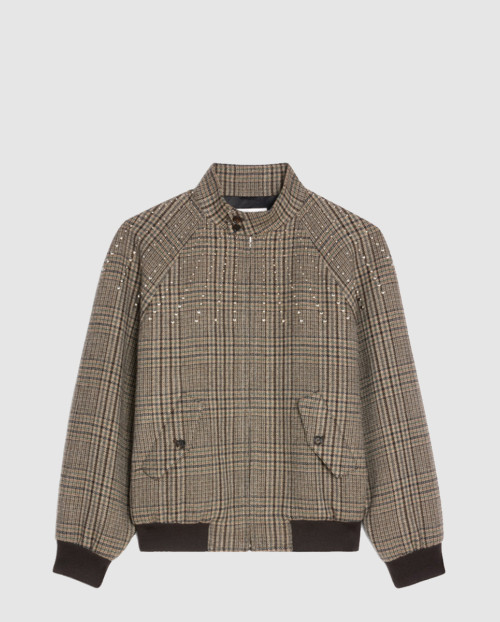 [CELINE-셀린느]크리스탈 임베리쉬드 체크울 봄버 자켓 2V20L8