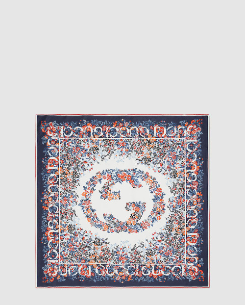 [GUCCI-구찌]인터로킹 G 플로라 프린트 실크 까레 783157