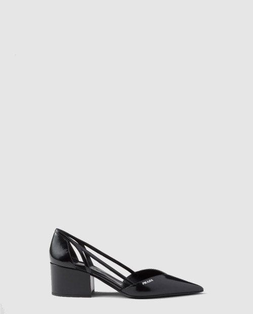 [PRADA-프라다]브러쉬드 가죽 컷아웃 펌프스 1I736N