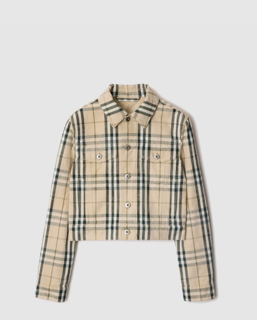 [BURBERRY-버버리]크롭 체크 데님 재킷 80975421