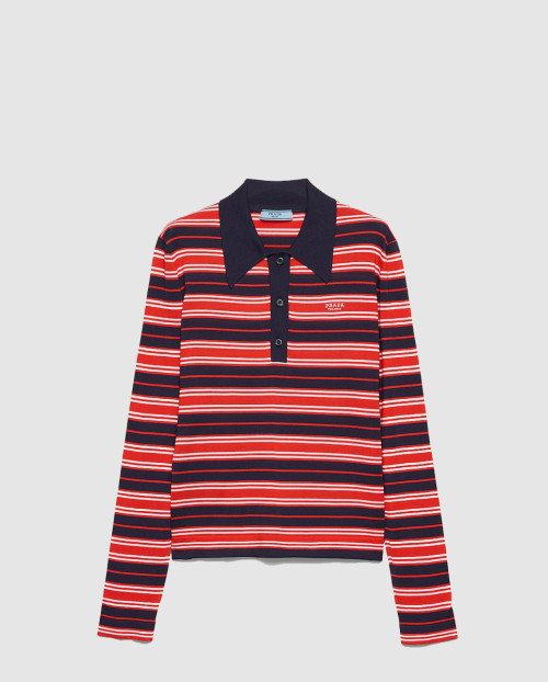 [PRADA-프라다]스트라이프 실크 폴로 셔츠  P24P2D