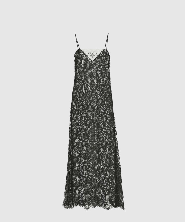 [PRADA-프라다]자수 장식 레이스 미디 드레스 P3H26C