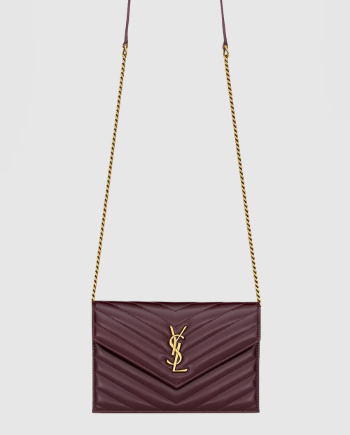 [SAINT LAURENT-생로랑]체인 광택 카산드라 엔벨로프 지갑 742920