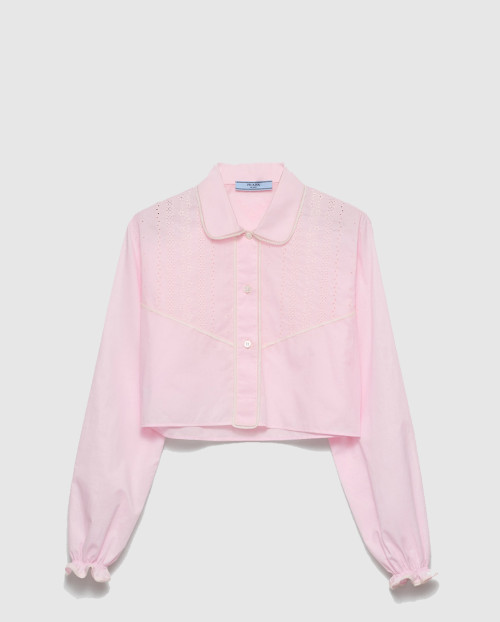 [PRADA-프라다]자수 크롭 바티스트 셔츠 P445IR