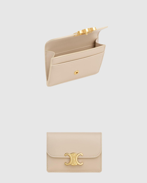 [CELINE-셀린느]트리옹프 플랩 카드 지갑 샤이니  10I583