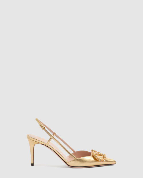 [VALENTINO-발렌티노]가죽 브이로고 슬링백 펌프스