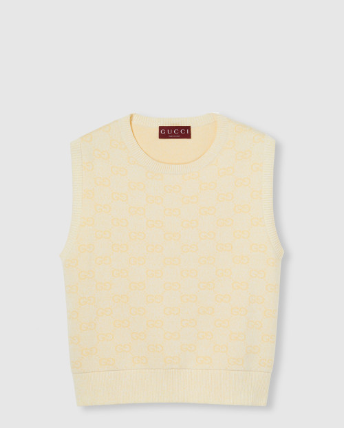 [GUCCI-구찌]파인 GG 코튼 슬리브리스 탑 821143