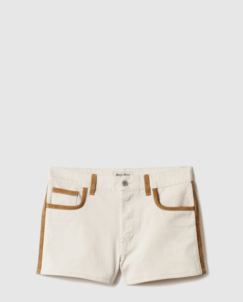 [MIUMIU-미우미우]데님 및 가죽 쇼츠 GWP530