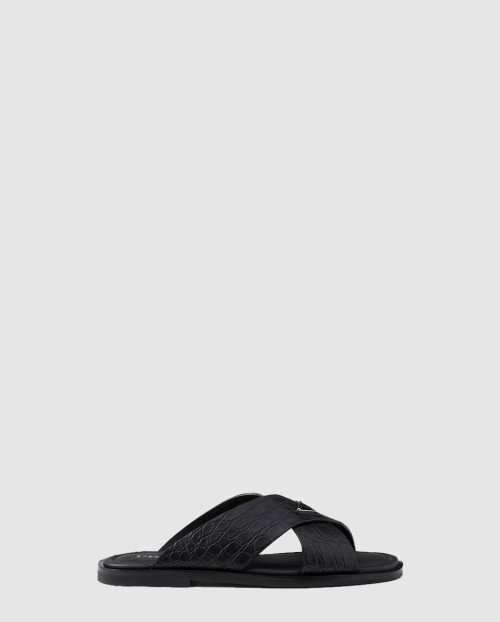 [PRADA-프라다]사피아노 가죽 크로스 슬라이드 2X3081