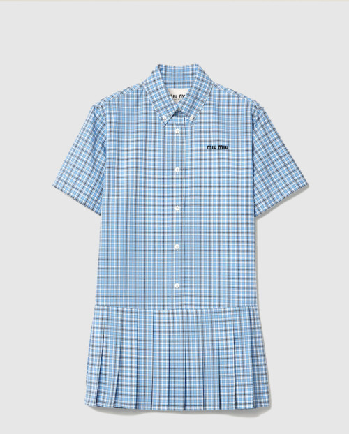 [MIUMIU-미우미우]플리츠 체크 포플린 드레스 MF5399