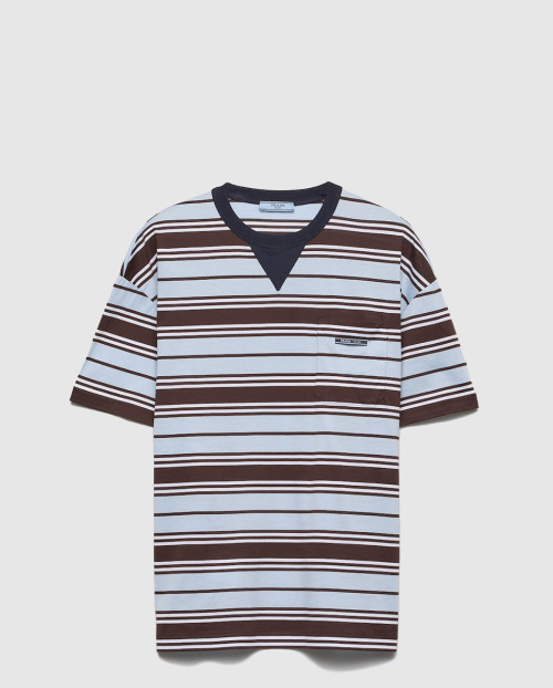 [PRADA-프라다]스트라이프 라일 코튼 티셔츠 39610