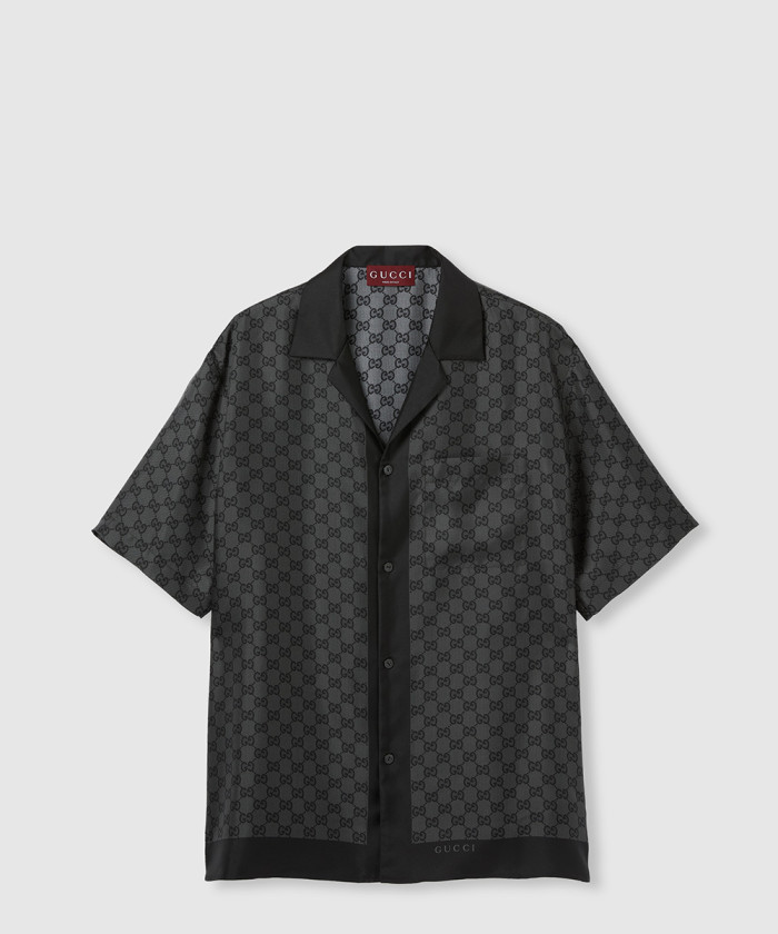 레플리카|이미테이션 gucci-구찌프린트-트윌-멀버리-실크-볼링-셔츠-794907