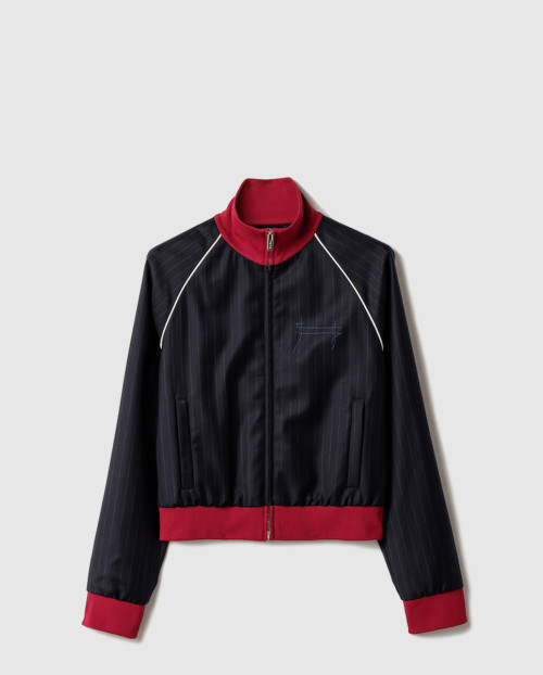 [MIUMIU-미우미우]핀스트라이프 지퍼 블루종 재킷 ML1324