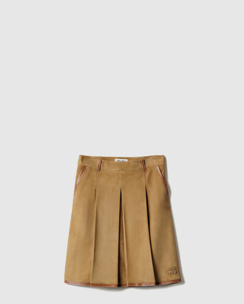 [MIUMIU-미우미우]플리츠 스웨이드 스커트 MPD814