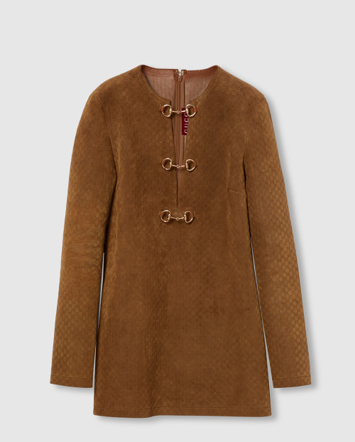 [GUCCI-구찌]홀스빗 디테일의 GG 스웨이드 드레스 817757