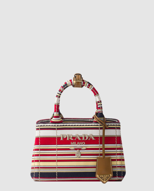 [PRADA-프라다]스트라이프 코튼 캔버스 미니백 1BA038