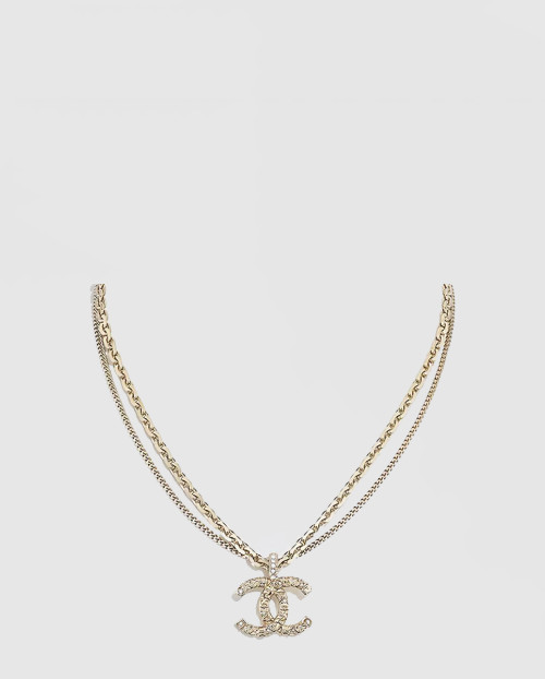 [CHANEL-샤넬]로고 큐빅 포인트 목걸이 AB6095