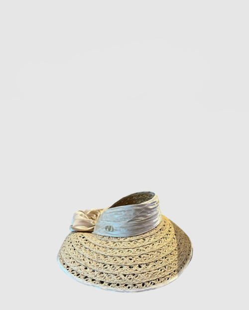 [VALENTINO-발렌티노]홀로우 라피아 대형 챙 리본 리본 밀짚모자