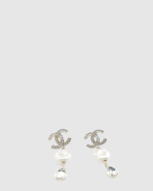 [CHANEL-샤넬]CC로고 크리스탈 드롭 이어링 AB7112