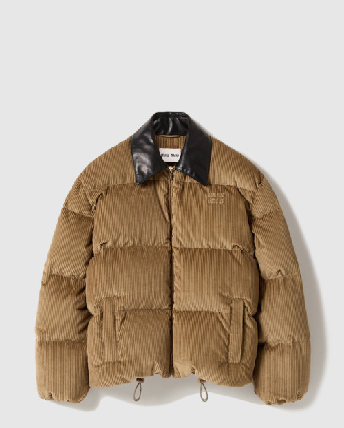 [MIUMIU-미우미우]코듀로이 및 나파 가죽 다운 재킷 ML1321