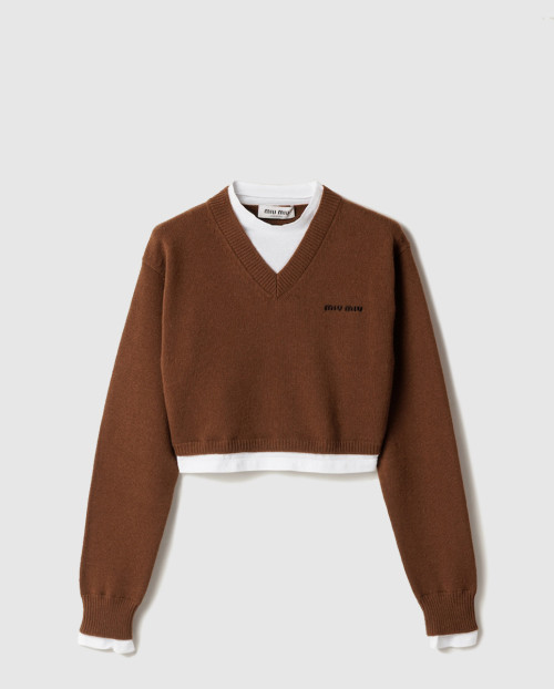 [MIUMIU-미우미우]크롭 캐시미어 V넥 스웨터 MMLB76