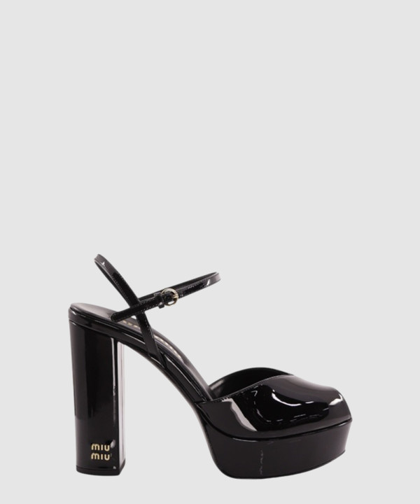 [MIUMIU-미우미우]에나멜 가죽 플랫폼 샌들 5XP912