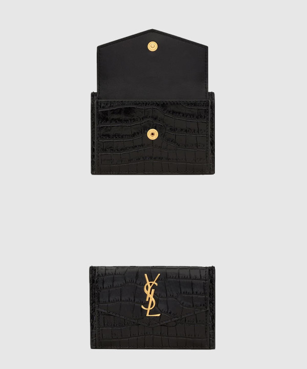 [SAINT LAURENT-생로랑]크로커다일 엠보스드 샤이니 가죽 소재의 UPTOWN 카드 케이스 582305