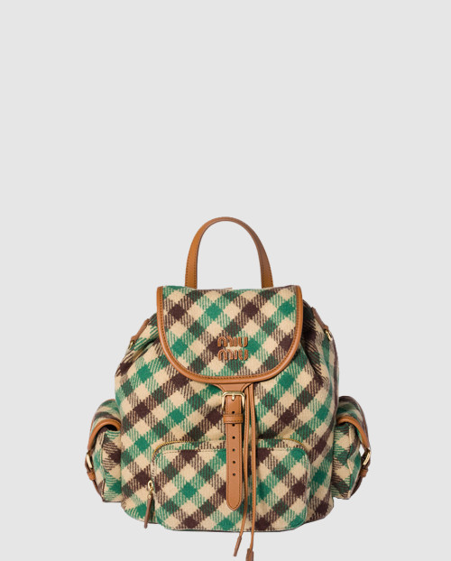 [MIUMIU-미우미우]플래드 및 가죽 백팩 5BZ042